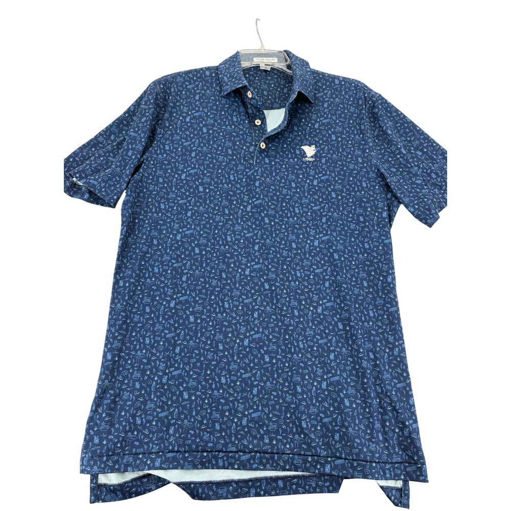 Peter Millar Mens Polo Shirt S Navy Summer Comfort Casino Desert Print Golf